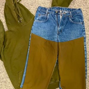 Green Basic Hoodie + L.L Bean Denim Work Pants